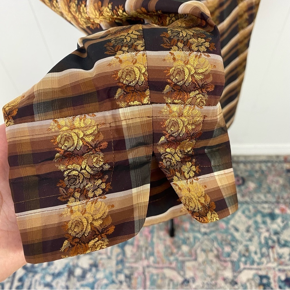 Austin Reed 70s VTG Plaid Paisley Print Button Up Blouse Size 16W Brown Gold - Picture 5 of 14